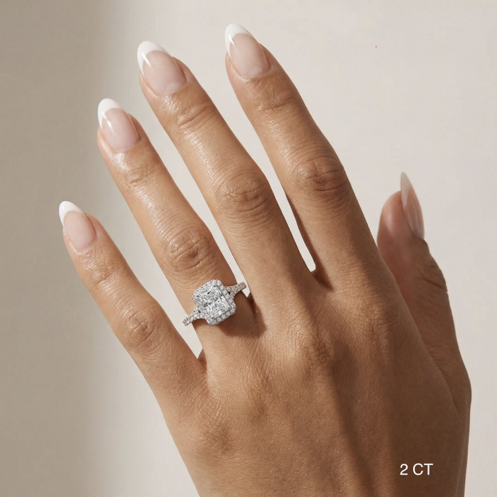 Inel de Logodnă cu Diamant de laborator 1 CT E VS și Diamante secundare 0.8 Ct | Argint, Aur, Platina [5]