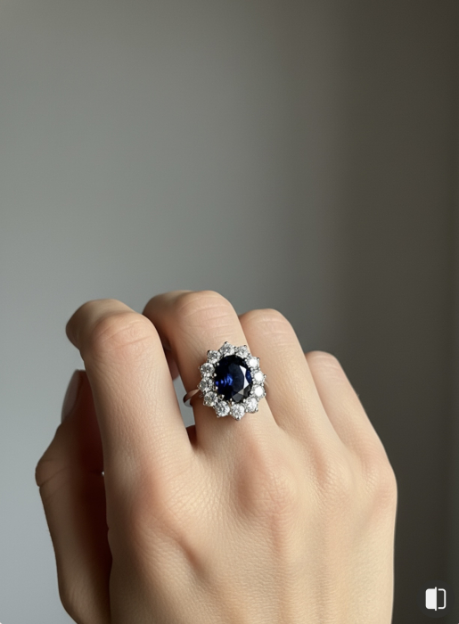 Inel Lady Di | Safir si Diamante de laborator [12]