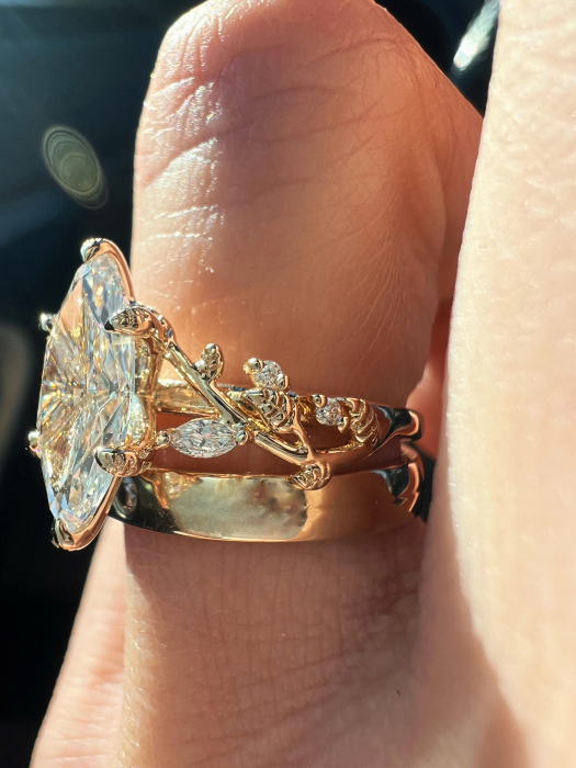 1.5-Carat Marquise-Cut Moissanite Engagement Ring with Botanical Details | Gold, or Platinum [13]