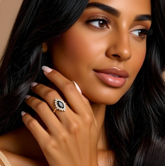 Inel Midnight Marquise Halo 1,5 CT [8]