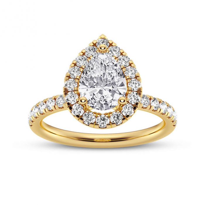 Inel Pear cut Halo Moissanite [5]