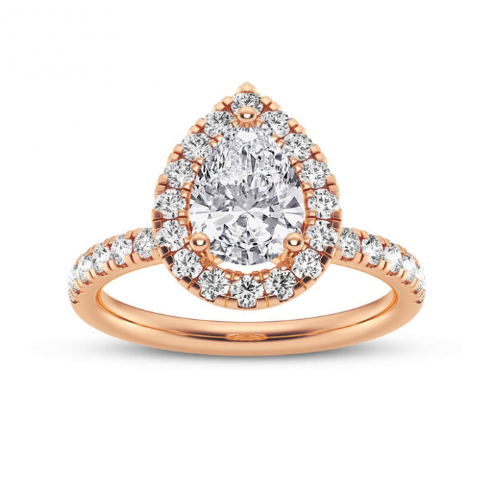 Inel Pear cut Halo Moissanite [6]