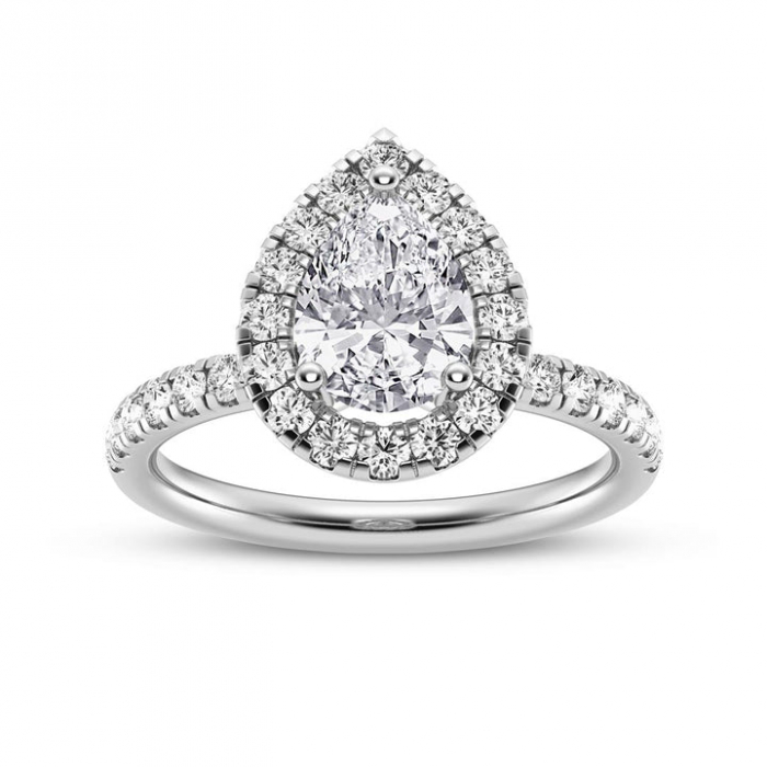 Inel Pear cut Halo Moissanite [4]