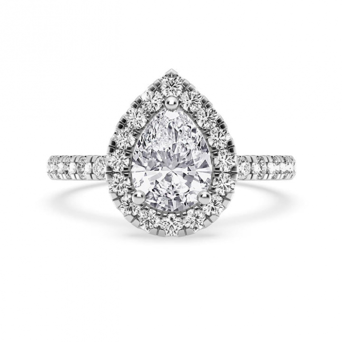 Inel Pear cut Halo Moissanite [1]