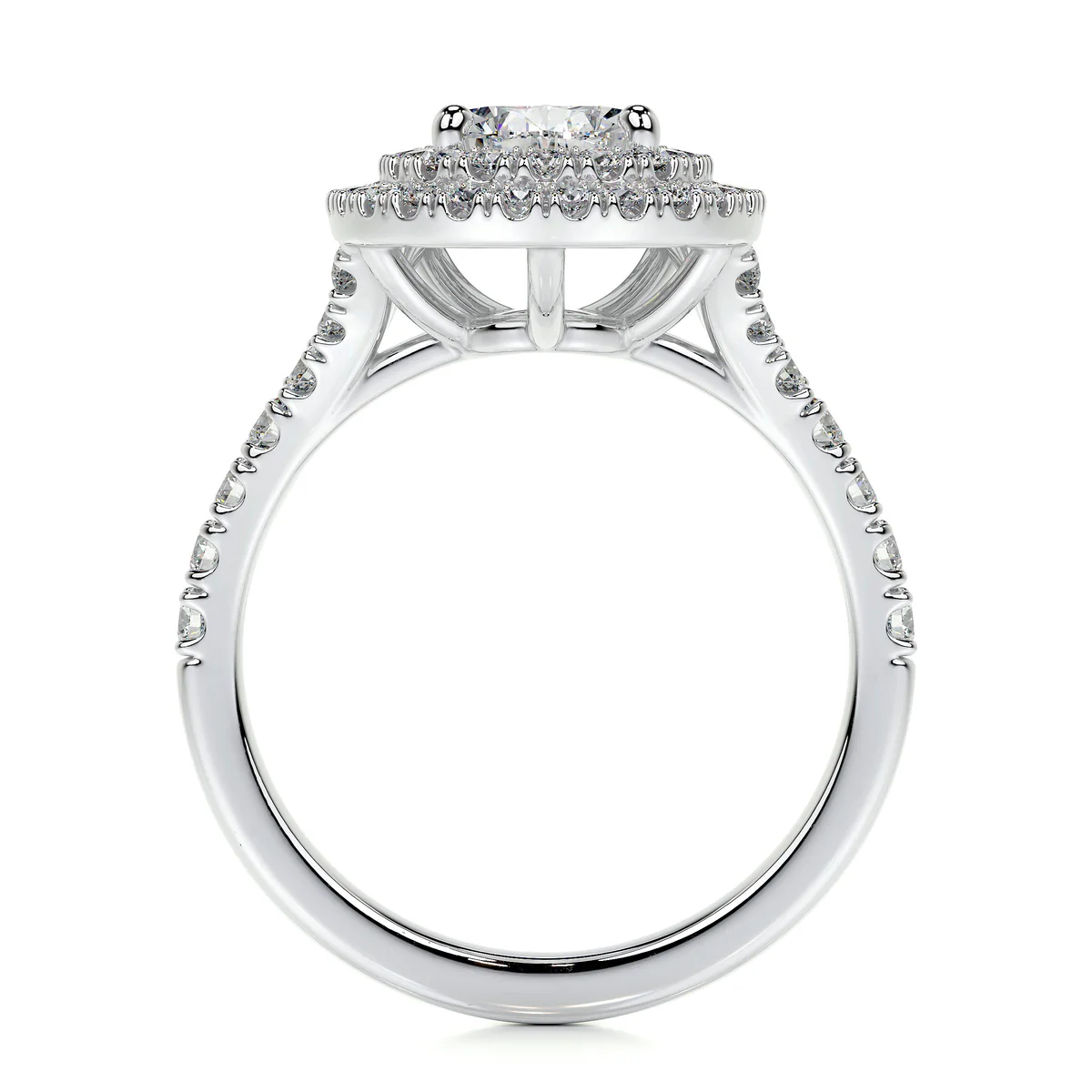 Inel Pear Double Halo Band Pave 1,75 CT [2]