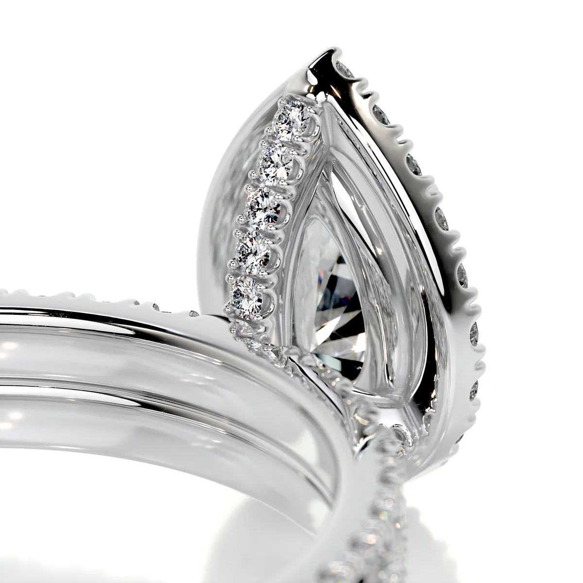 Inel Pear Halo Double Pave Band 1,65 CT [3]