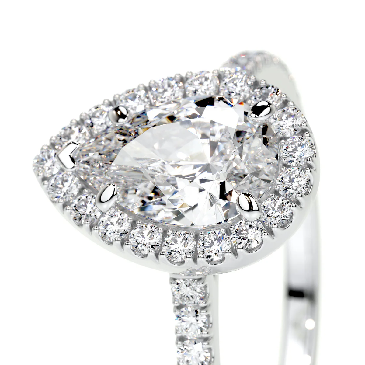 Inel Pear Halo Band Pave 1,5 CT [3]