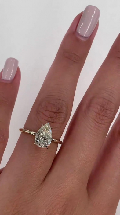 Inel logodna diamant de laborator lacrima briliant | Aur 10K 14K 18K sau Platina [10]