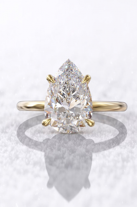 Inel logodna diamant de laborator lacrima briliant | Aur 10K 14K 18K sau Platina [2]