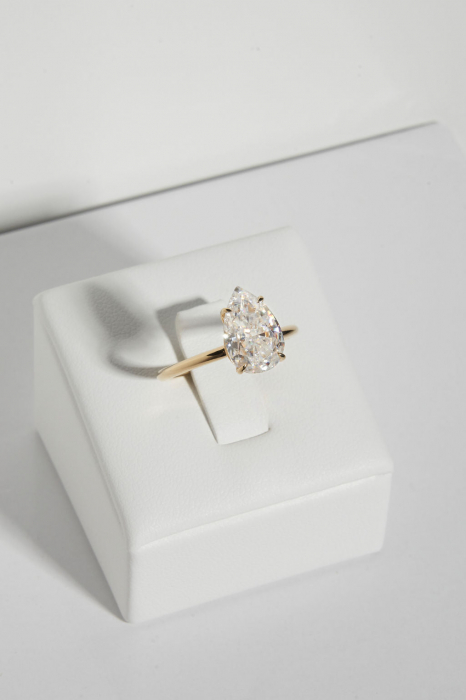 Inel logodna diamant de laborator lacrima briliant | Aur 10K 14K 18K sau Platina [5]