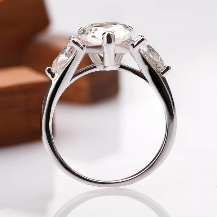 Inel logodnă trilogy moissanite pară 1-4 CT [3]