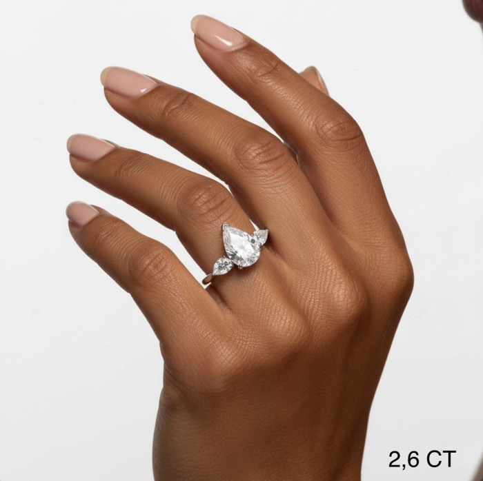 Inel logodnă trilogy moissanite pară 1-4 CT [9]