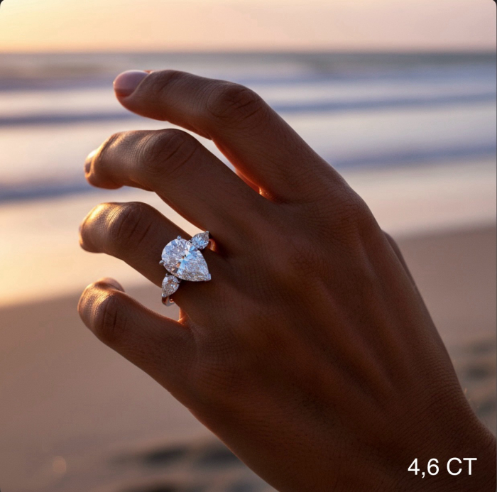 Inel logodnă trilogy moissanite pară 1-4 CT [11]