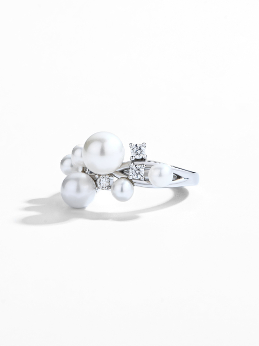 Inel cu Perle de Cultură AAAA și Moissanite D VVS | Argint Placat | Estera [2]