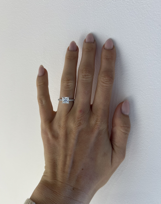 Inel Princess Hidden Halo Band Pave 1,4 CT [7]