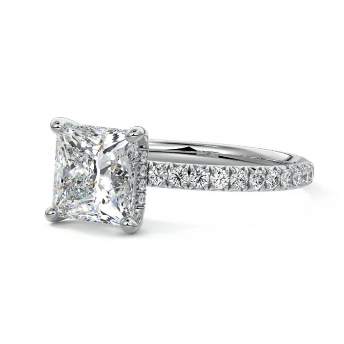Inel Princess Hidden Halo Band Pave 1,4 CT [2]