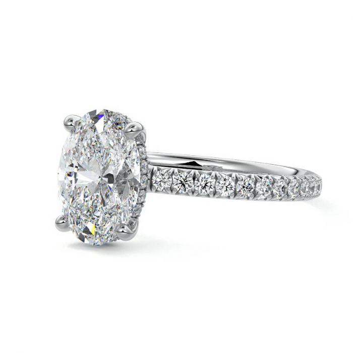 Inel Oval Hidden Halo Band Pave 1,4 CT [2]