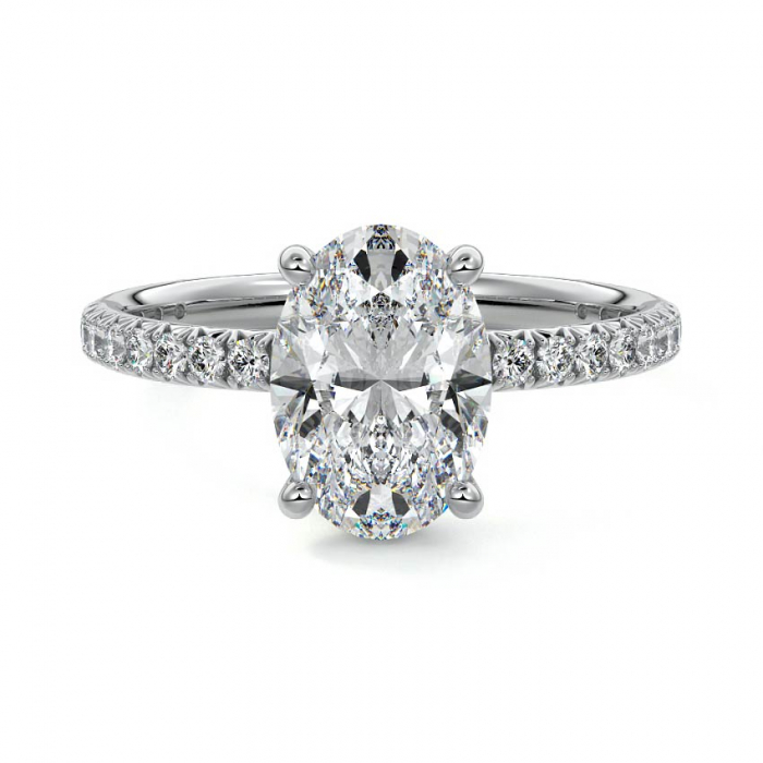 Inel Oval Hidden Halo Band Pave 1,4 CT [1]