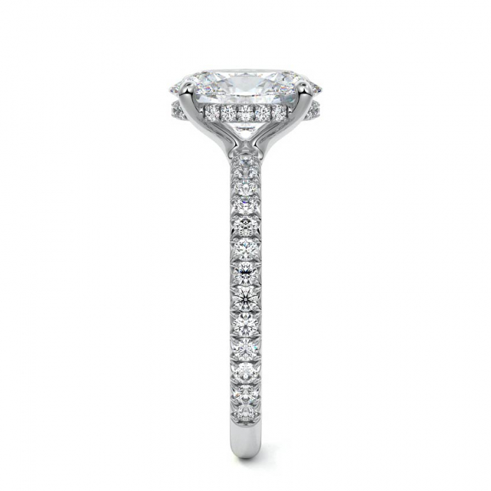 Inel Oval Hidden Halo Band Pave 1,4 CT [3]