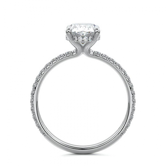 Inel Oval Hidden Halo Band Pave 1,4 CT [4]