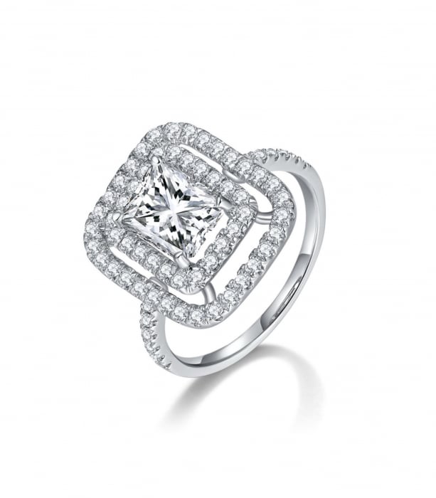 Inel Radiant Cut Double Halo Pave [2]