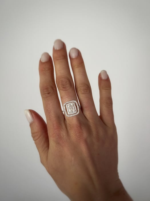 Inel Radiant Cut Double Halo Pave [5]