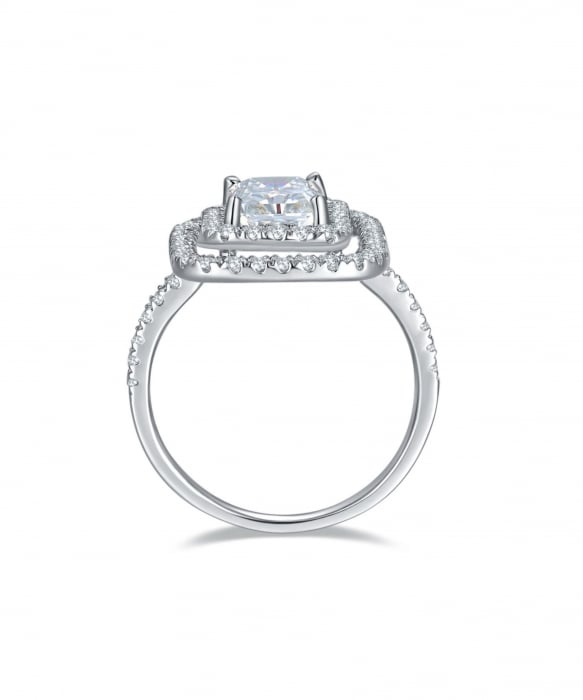 Inel Radiant Cut Double Halo Pave [3]