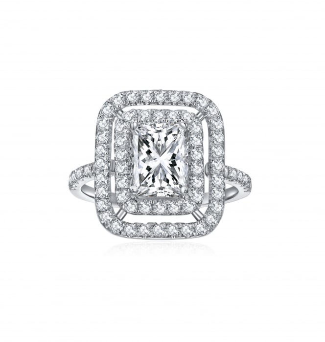 Inel Radiant Cut Double Halo Pave [1]