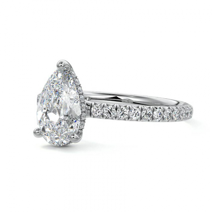 Inel Pear Hidden Halo Band Pave 1,4 CT [2]