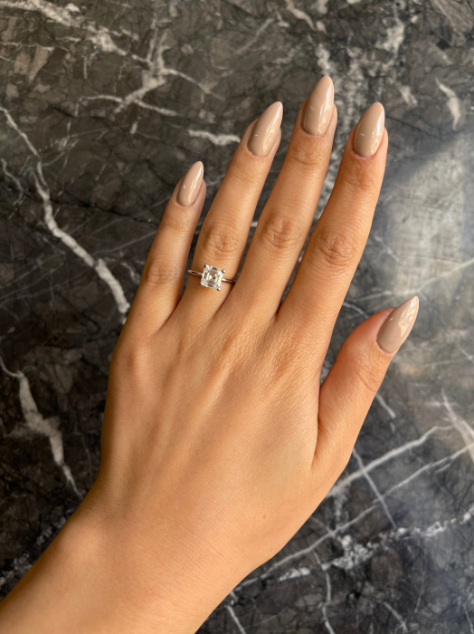 Inel Solitaire Asscher Hidden Halo 2,1 CT [6]