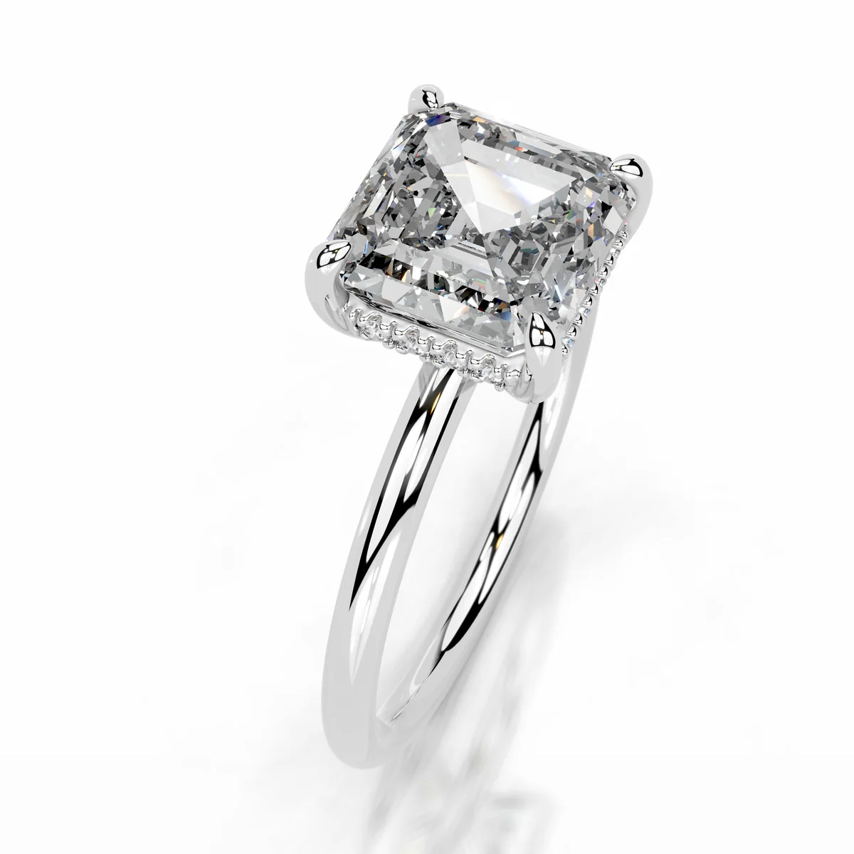 Inel Solitaire Asscher Hidden Halo 2,1 CT [4]