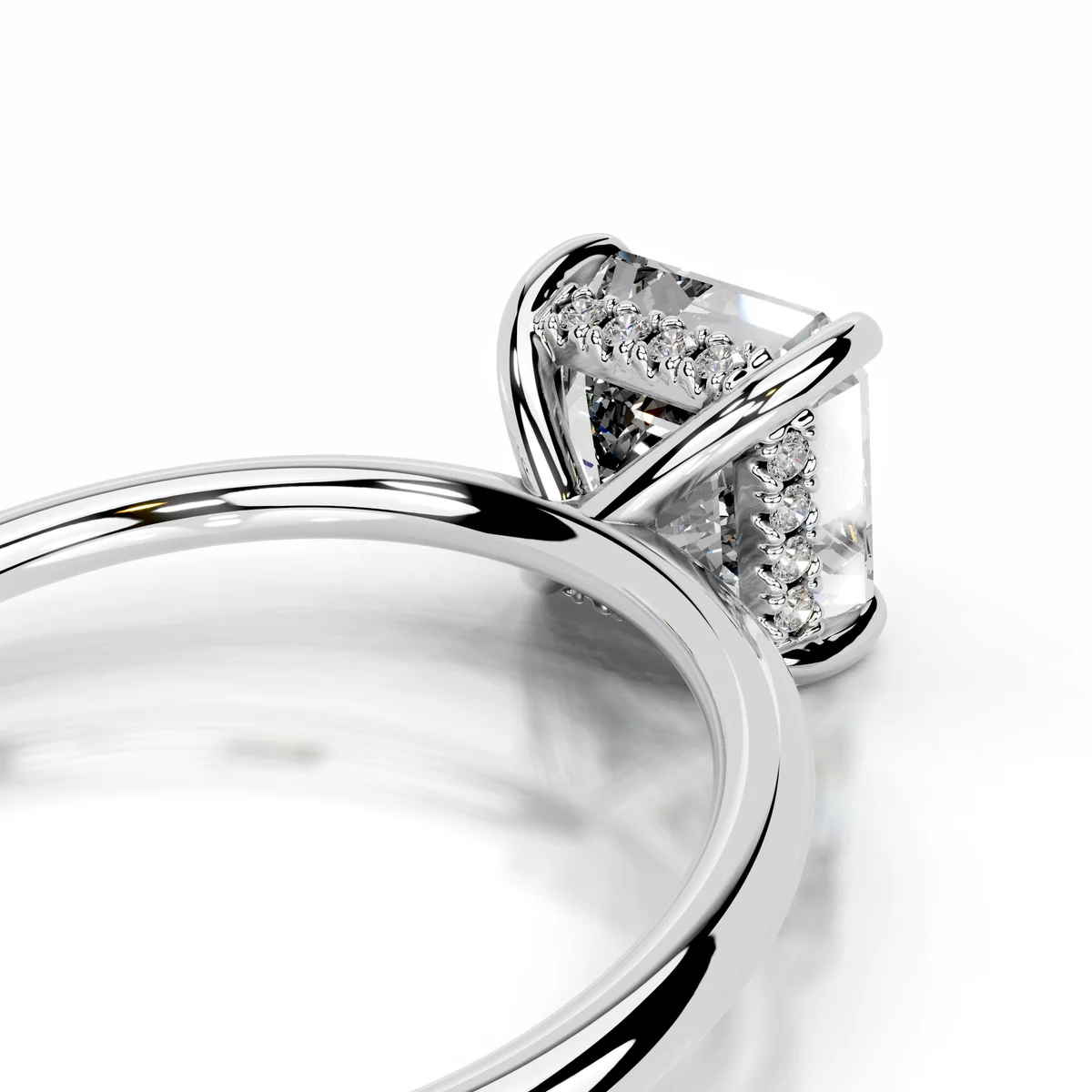 Inel Solitaire Asscher Hidden Halo 2,1 CT [2]