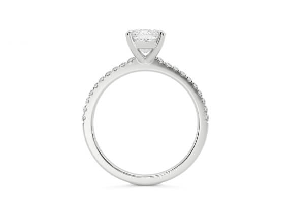 Inel Solitaire Cushion Pave Band [3]