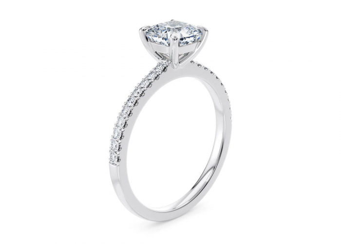 Inel Solitaire Cushion Pave Band [2]