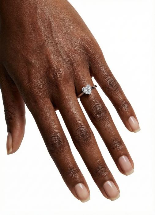 Inel Solitaire Heart Hidden Halo 1,3 CT [5]