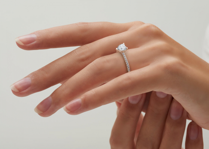 Inel Heart Hidden Halo Band Pave 1,4 CT [10]