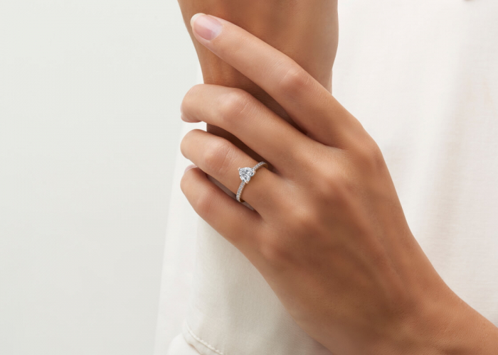 Inel Heart Hidden Halo Band Pave 1,4 CT [11]