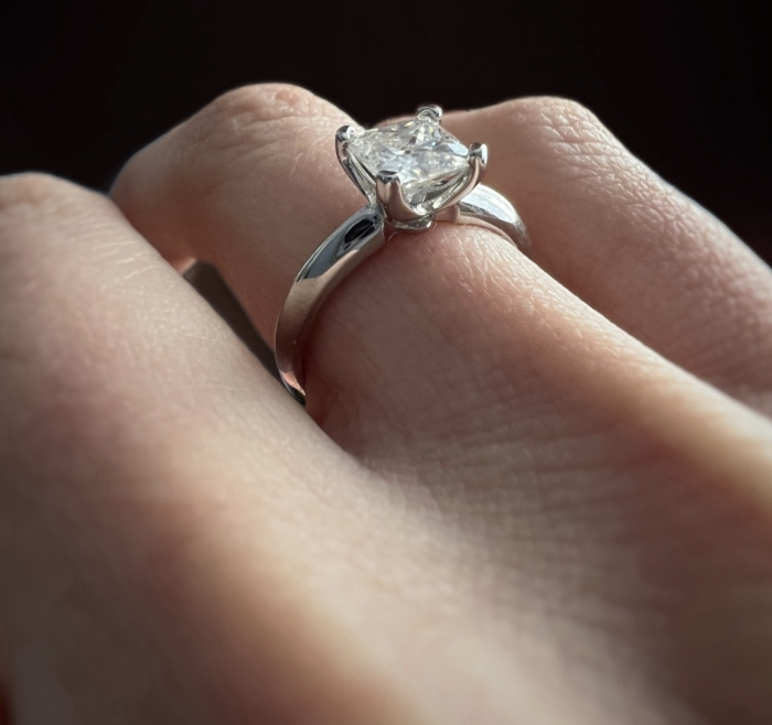Inel Solitaire Princess cut 1 CT [7]
