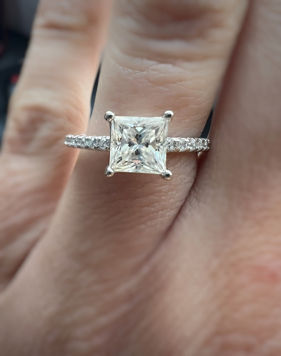 Inel Solitaire Princess Pave Band [6]