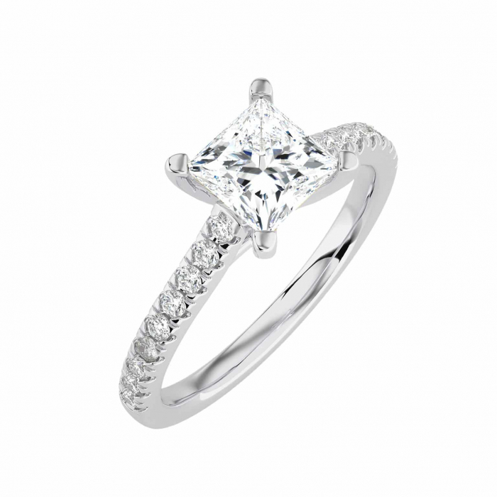Inel Solitaire Princess Pave Band [2]