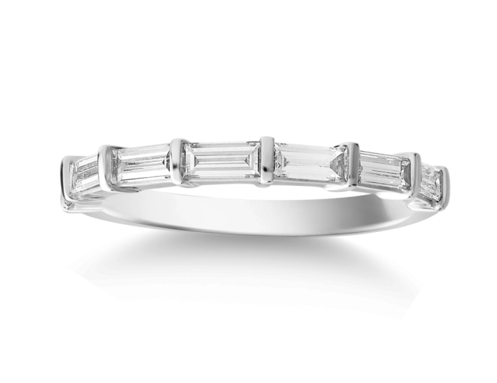 Inel semieternity cu moissanite tăietură baghetă 0.7 ct D VVS din aur sau platină [1]