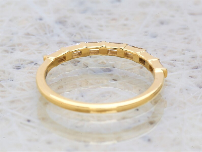 Inel semieternity cu moissanite tăietură baghetă 0.7 ct D VVS din aur sau platină [5]