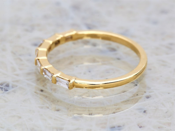 Inel semieternity cu moissanite tăietură baghetă 0.7 ct D VVS din aur sau platină [6]