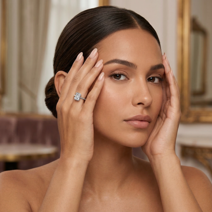 Engagement ring with lab-grown diamond emerald E VVS [7]