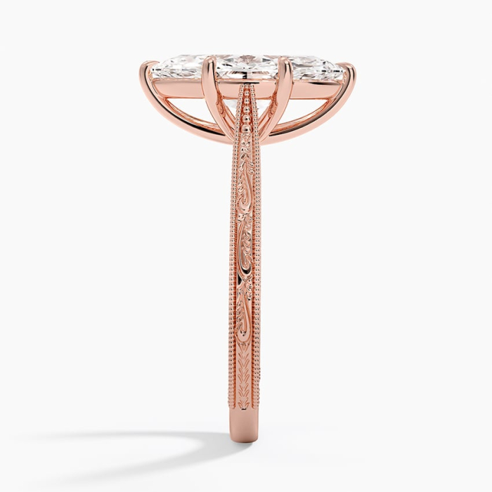 Inel de logodna vintage cu diamant de laborator 2 CT E VS milgrain si detalii florale | Aur, platina [9]