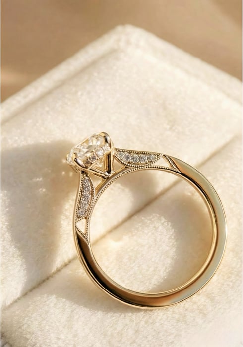 Inel logodnă diamant laborator oval 1.5 ct vintage Tacori [5]