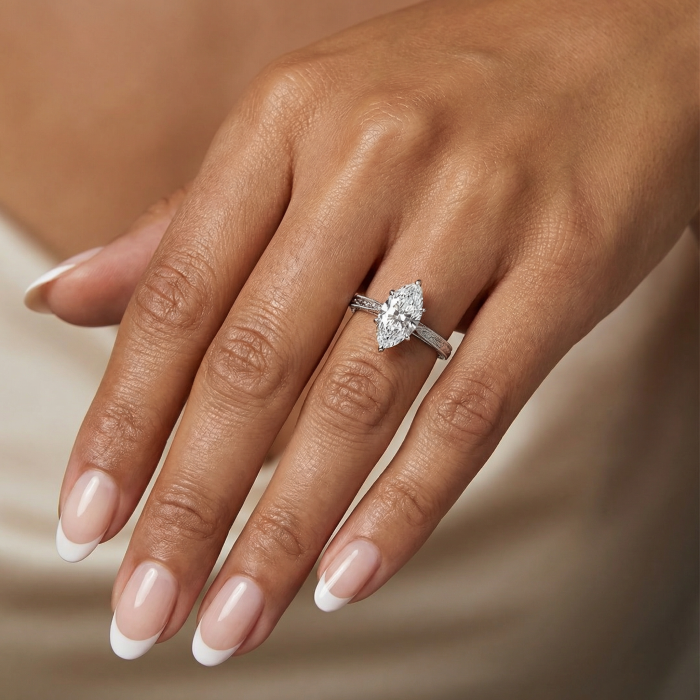 Vintage engagement ring with 2 CT D VVS moissanite, milgrain and floral details | Gold, platinum [10]