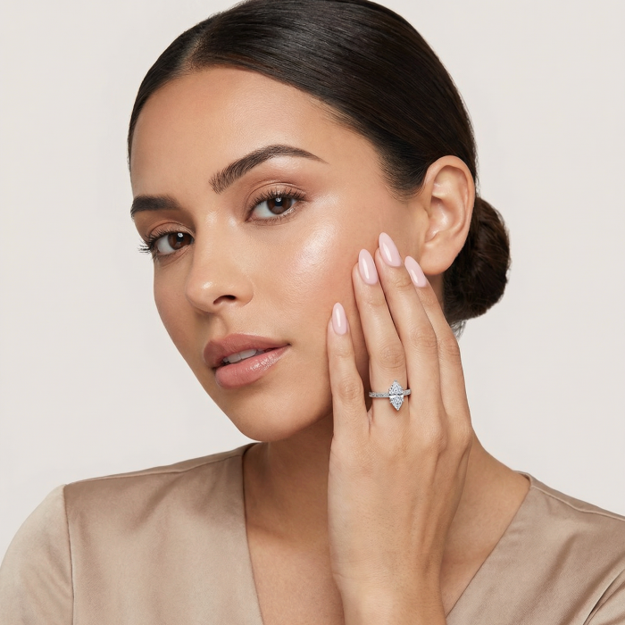 Vintage engagement ring with 2 CT D VVS moissanite, milgrain and floral details | Gold, platinum [11]