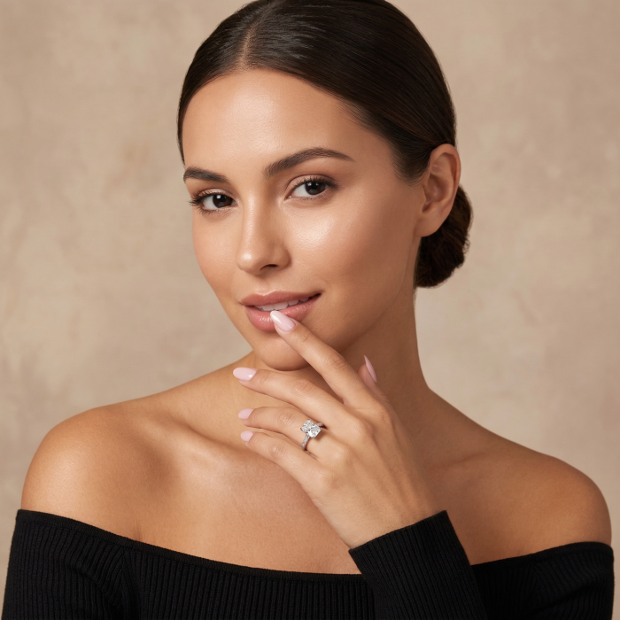 Inel Logodnă Diamant Laborator Radiant Vintage - Filigran si Milgrain | Estera Jewellery [7]