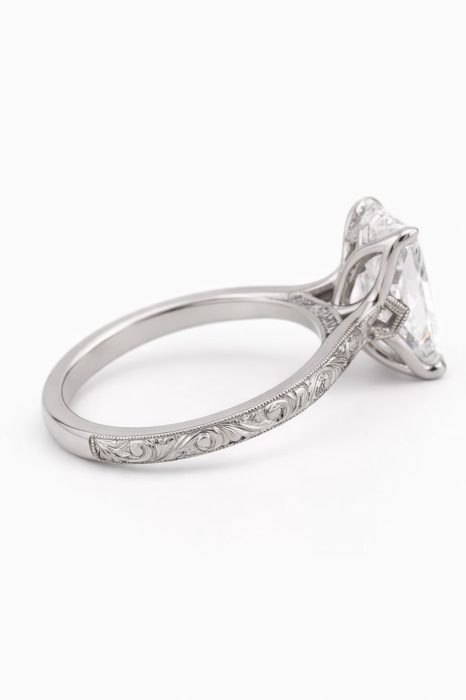 Inel Logodnă Diamant Laborator Radiant Vintage - Filigran si Milgrain | Estera Jewellery [3]